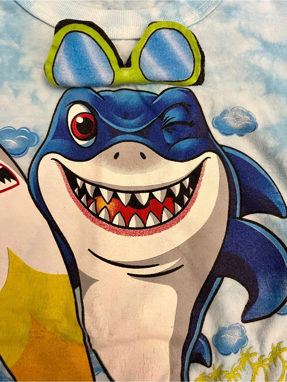 Kids Wilmington NC Tie-Dye Shark Graphic Tee | Blue Surf T-Shirt | Size Small